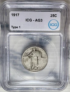 1917-P Type 1 Standing Liberty Quarter ICG AG03 Lowball - Bild 1 von 4