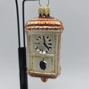 Vintage Clock Blown Glass Christmas Ornament - Picture 1 of 6