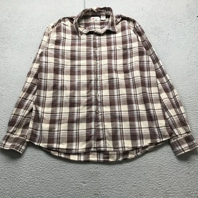 Camisa de vestir BKE 67 abotonada manga larga para hombre XL bolsillo a cuadros marrón blanco tostado  Foto 1 de 4