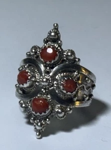 Ring Antique Solid Silver Coral Africa North Berber - Picture 1 of 9
