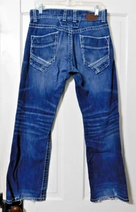 BKE Justin Boot Jeans Mens 30S Dark Blue Distressed Style (actual 31 X 29.5) - Picture 1 of 11