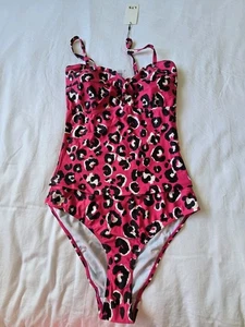 Long Tall Sally LTS pink animal print twist front tankini set UK 12 BNWT - Picture 1 of 5