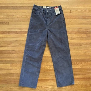 Pantalones Levi's para mujer 27 gris ribcage tobillo recto pana tiro alto W27 L27 - Imagen 1 de 16