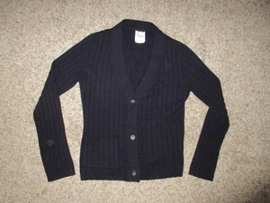 ST JOHN 100 % KASCHMIR CARDIGAN PULLOVER MARINEBLAU V-AUSSCHNITT DAMEN GRÖSSE KLEINE TASCHE - Bild 1 von 5