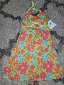 New Girl's Bonnie Jean Dress Size 8 Halter Top Elastic Back Bright Colors Spring - Picture 1 of 13