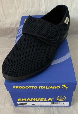 PANTOFOLE EMANUELA 130 BLU SCARPE DONNA ESTIVE A STRAPPO FONDO ANTISCIVOLO