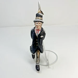 RAZ Imports EC Ice Skater in Top Hat Glass Ornament Victorian Style 7.5in - Picture 1 of 10