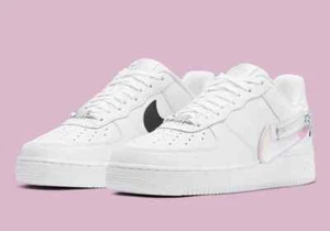 NIKE Air Force 1 '07 PRM Zip Swoosh White Black Size 15 CW6558 100 FAST SHIPPING - Picture 1 of 9