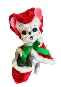 Figura Annalee Mrs. Santa Mouse 8" Retirada Navidad Fieltro Nueva con Etiquetas - Imagen 1 de 6