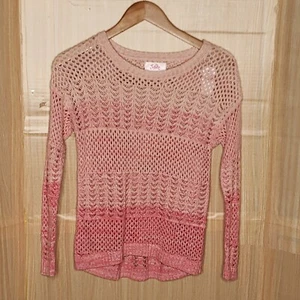 Justice Girls New Pink Ombre Open Knit Sweater 8 - Picture 1 of 6