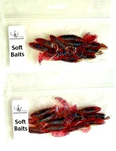2 PACKS Jed Welsh Kalin's 3" Curly Tail Grub Strawberry Jam Blue Glitter 10ct - Picture 1 of 12