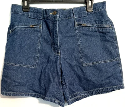 Shorts Women's Sz 12 New York & Co Zipper Pockets Blue Denim 100% Cotton - Image 1 of 4