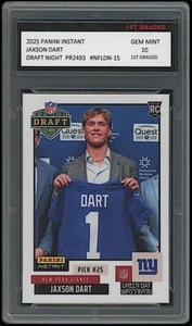 Jaxson Dart 2025 Panini Instant NFL Draft Night Giants Rookie Card 1st Graded 10 - Picture 1 of 1