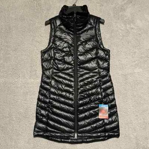 COLUMBIA Women's Medium Omni-Heat Evening Shade EXS Long Black Puffer Vest Sz LG - Picture 1 of 6