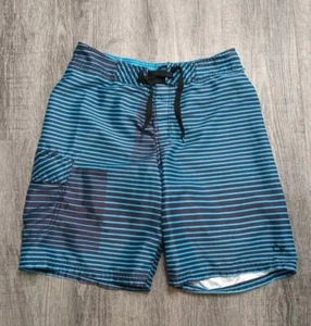 Ocean Pacific Herren Boardshorts Größe 32 blau gestreift Surf Rettungsschwimmer Strand - Bild 1 von 7