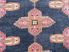 8x10 BLUE ORIENTAL RUG new handwoven HAND-KNOTTED pink navy geometric HANDMADE