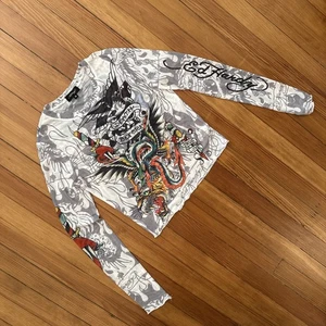 Top Ed Hardy Y2K anni 90 Dragon Dagger maglia grafica manica lunga medio - Foto 1 di 6