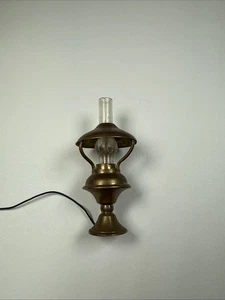 Vintage Doll House Miniature ELECTRIC HURRICANE LAMP W/SHADE Brass 1:12 Scale - Picture 1 of 8