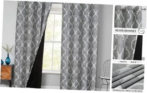 100% Blackout Curtains 108 Inches Long 50"W x 108"L (Pack of 2) Grommet | Grey - Picture 1 of 7
