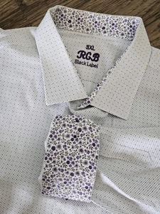 RGB Black Label Men's Button Down Long Sleeve Shirt Size 3XL Purple Design - Picture 1 of 12