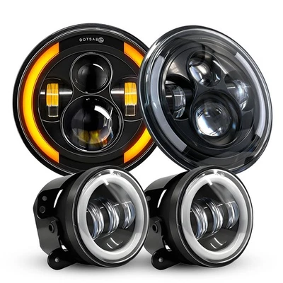 Kit combinado de faros LED giratorios + luces antiniebla de 4" pulgadas para Hummer H1 2002-2004 2006 Foto 1 de 4