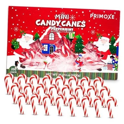 Mini bastones de caramelo de Navidad - menta roja y blanca paquete individual de 200 Foto 1 de 4