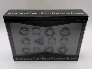 Dungeons & Dragons Alloy Metal Dice Set 12 Piece With Tray New DnD Red Numbers - Picture 1 of 16
