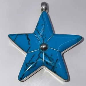 Colgante de ley con incrustación de turquesa hinchada diseño de estrella nativa americana (19 g) - Imagen 1 de 8