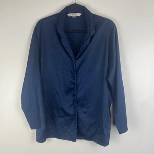 Victoria's Secret Damen Satin Pyjama Oberteil Gr. M dunkelblau Knopfleiste  - Bild 1 von 6