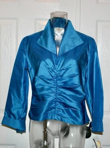 Talbots Silk Taffeta Blouse, Teal,  Petite 8, NWT - Picture 1 of 3