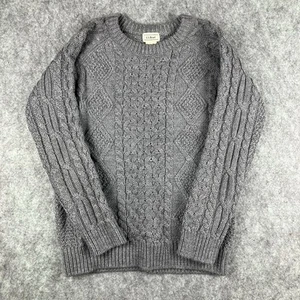 LL Bean Youth Sweater Pullover Grey Wool Cable Knit Sz 10/12 Long Sleeve EUC - Picture 1 of 13