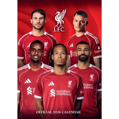 DANILO PROMOTIONS LTD 2026 Calendar Liverpool FC Month to View A3 Football Calendar Plastic Free