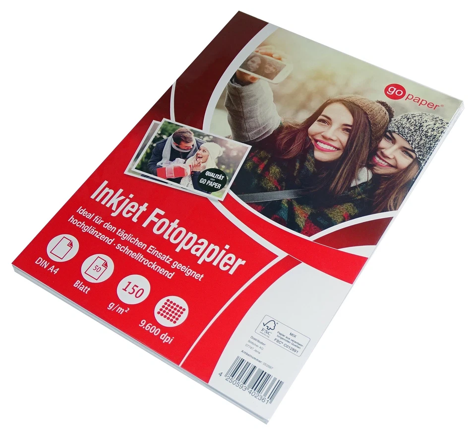 Inkjet Fotopapier 150g DIN A4 50 Blatt Hochglänzend GoPaper - Bild 1 von 1