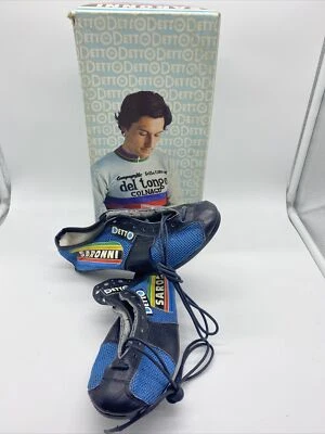 Nuevo de Lote Antiguo Detto Saronni Art. 88 Zapatos de ciclismo de cuero azul 37 + tacos Foto 1 de 4