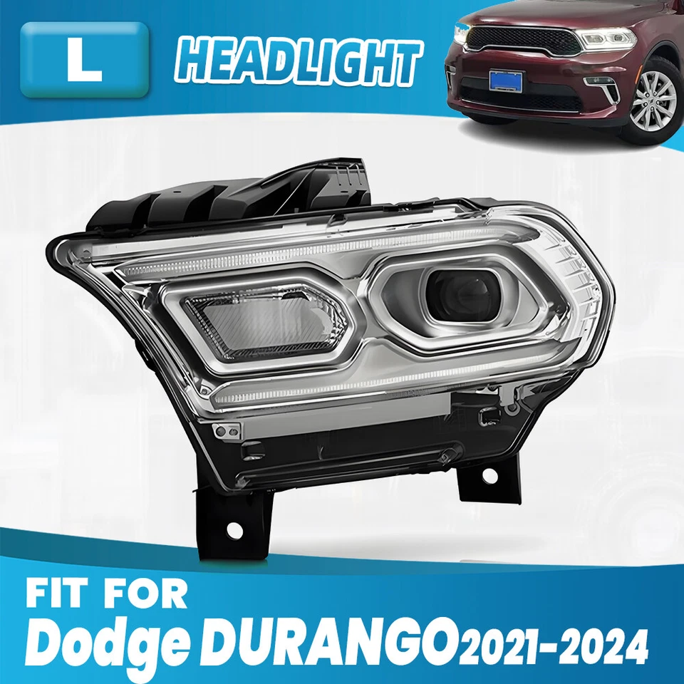For 2021-2024 Dodge Durango Chrome w/Halogen Turn Signal LED Headlight Left Side - Image 1 of 4