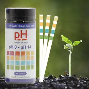 100x Professional 0-14 PH Test Strips Paper Kit for Testing Soil Home Garden - Picture 1 of 8