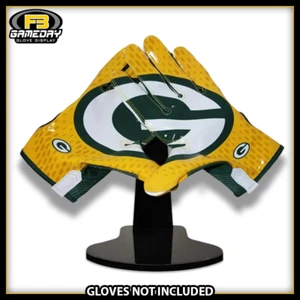 Football Receiver Gloves Display w/ Stand for Green Bay Packers Gloves! NFL - Picture 1 of 10