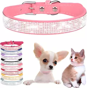 Small Dog Collar Rhinestone Female Puppy Collar Bling Girl Diamond Cat Collars S - Picture 1 of 7