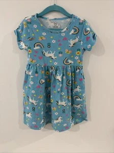 Wonder Nation Girls Blue Unicorn Short Sleeve Dress Size Small 5T - Picture 1 of 3
