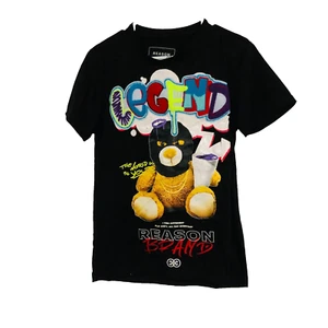 Reason Legend Bear Chenille Men's Tee Crew Neck Short Sleeve Black Small NWT - Picture 1 of 7