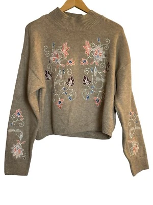 Suéter Grande Bordado Floral Tostado Recortado Verona Para Mujer Grandmacore Cottage Foto 1 de 4
