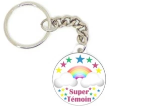 Porte clé badge super témoin arc en ciel nuage idée cadeau personnalisé  - Picture 1 of 1