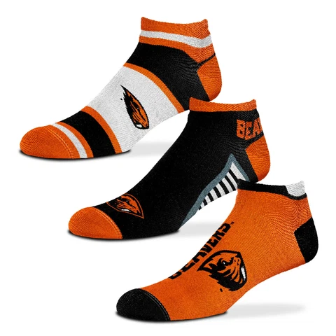3 Pack Pair No Show Ankle NCAA Oregon State Beavers Orange Mens Large Socks Gift Cover