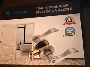 TICONN Traditional Wave Style Reversible Door Lever | Satin Nickel - Picture 1 of 4
