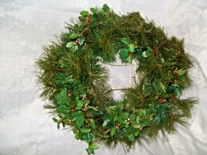Fir and Holly Wreath~Ready for Your Personal Flair 13.5 outside diameter - Picture 1 of 3