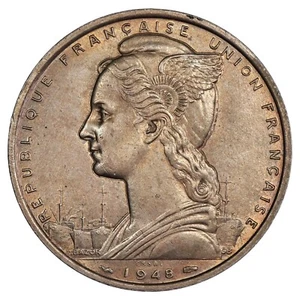 Côte française des Somalis - 5 francs 1948 ESSAI - bronze-nickel - KM.E3 colonie - Picture 1 of 2
