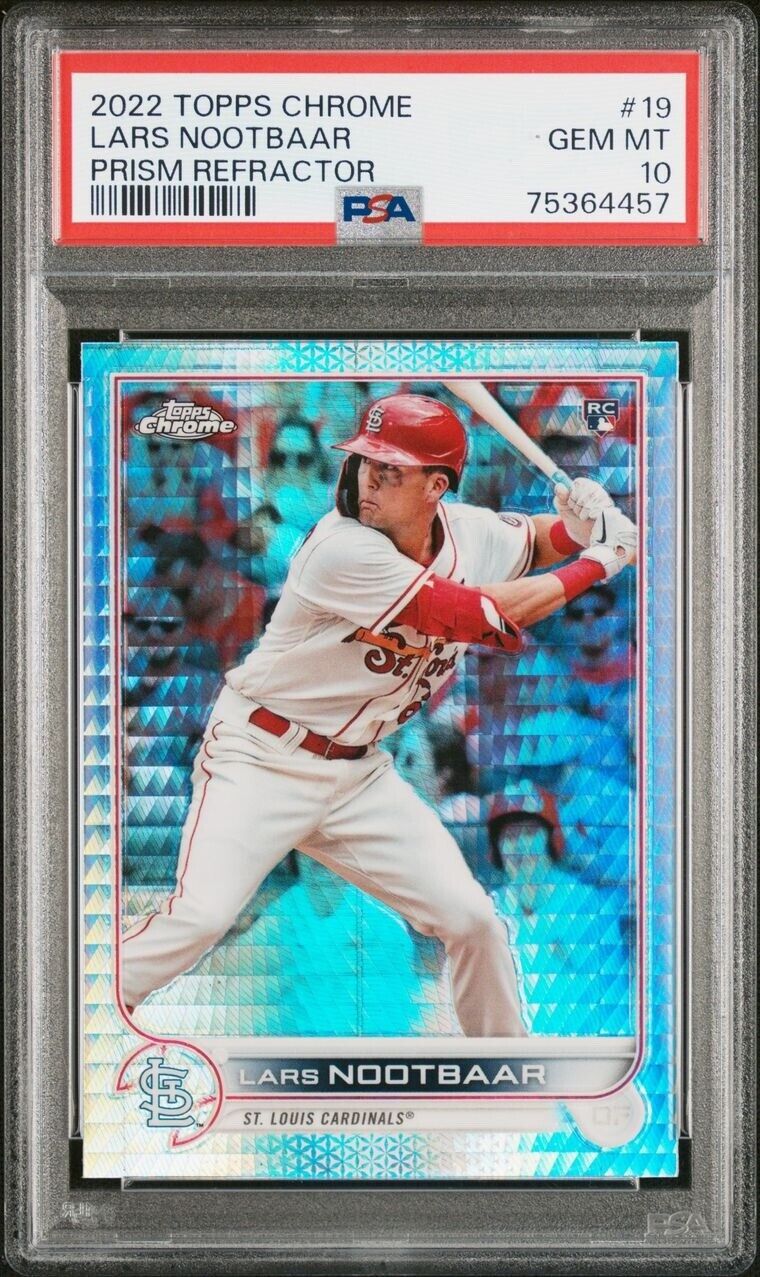 2022 Topps Chrome Lars Nootbaar Prism Refractor RC Cardinals #19 PSA 10