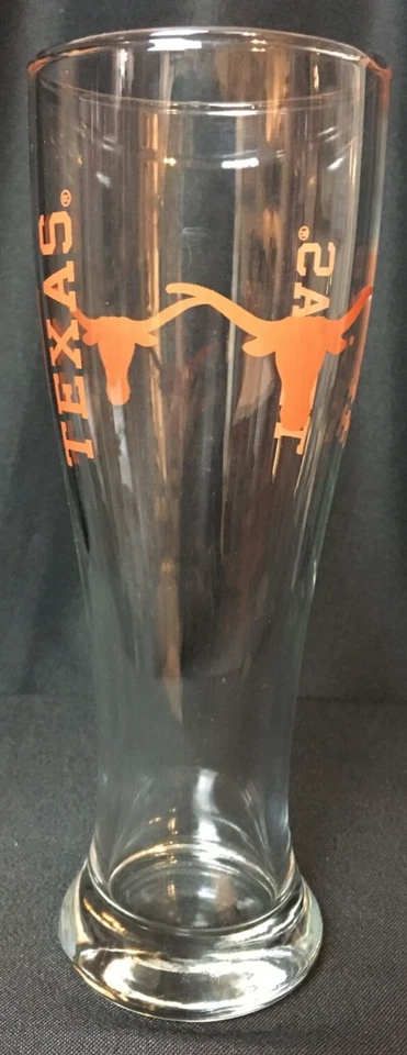 Texas Longhorns 8" Tall Pilsner Beer Glass ~ Holds 16 oz ~ NEW!!! - Image 1 of 4