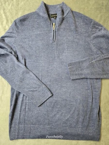 Geoffrey Beene Sweater  Mens Medium Pullover Blue Quarter Zip SOFT Acrylic - Picture 1 of 12