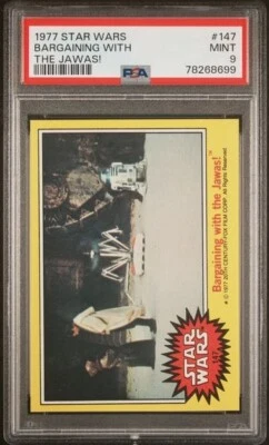 1977 Topps Vintage Star Wars Card #147 Bargaining with Jawas PSA 9 MT Yellow 3 - Image 1 of 2